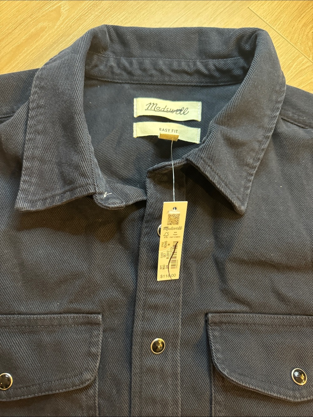 Madewell Men’s Western Shirt Button Up 100% Cotton Deep Indigo XL NWT New - Picture 6 of 10